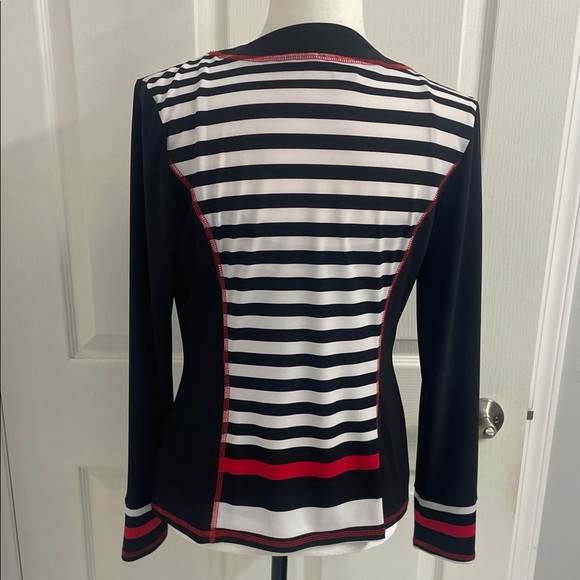 Striped Black and Red Twin Set Cami & Jacket Top 2 Way Zipper Long sleeve Size S - Picture 6 of 16